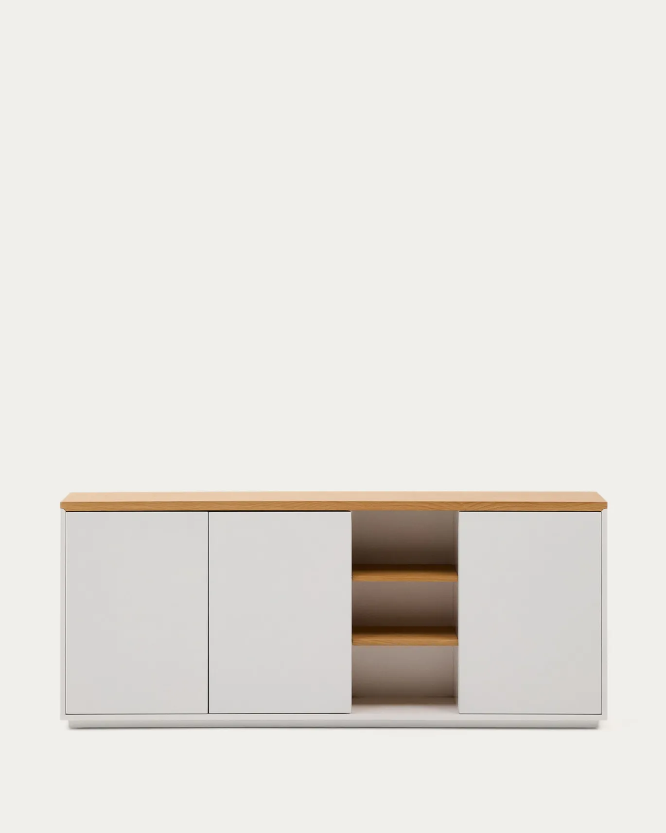 Kave Home Dressoir Abilen 3-deurs Eikenhoutfineer Wit Lak 180x75cm