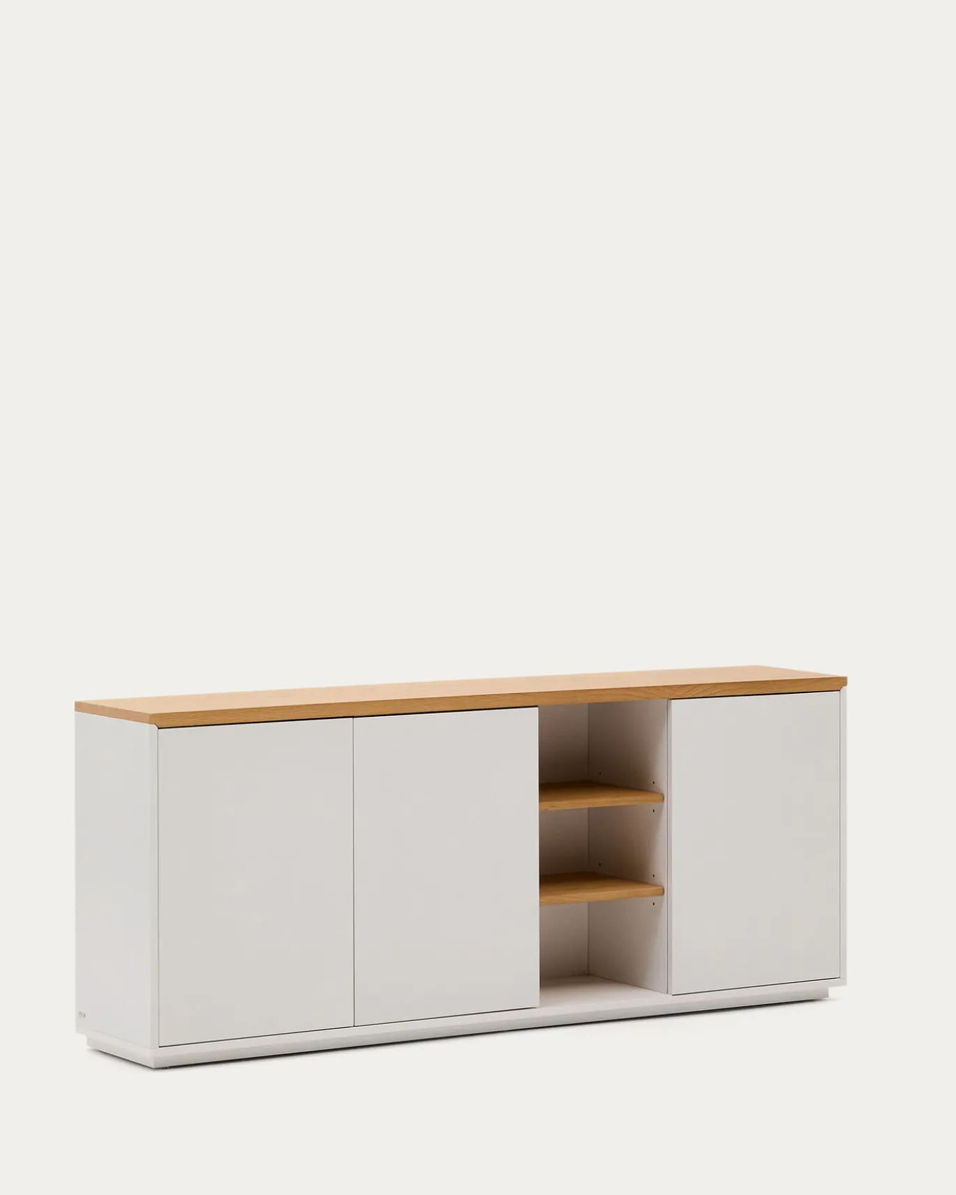 Kave Home Dressoir Abilen 3-deurs Eikenhoutfineer Wit Lak 180x75cm