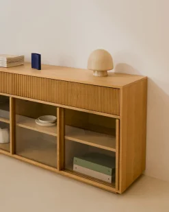 Kave Home Dressoir Helvine Eikenfineer En Gehard Glas 200x75cm
