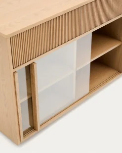 Kave Home Dressoir Helvine Eikenfineer En Gehard Glas 200x75cm