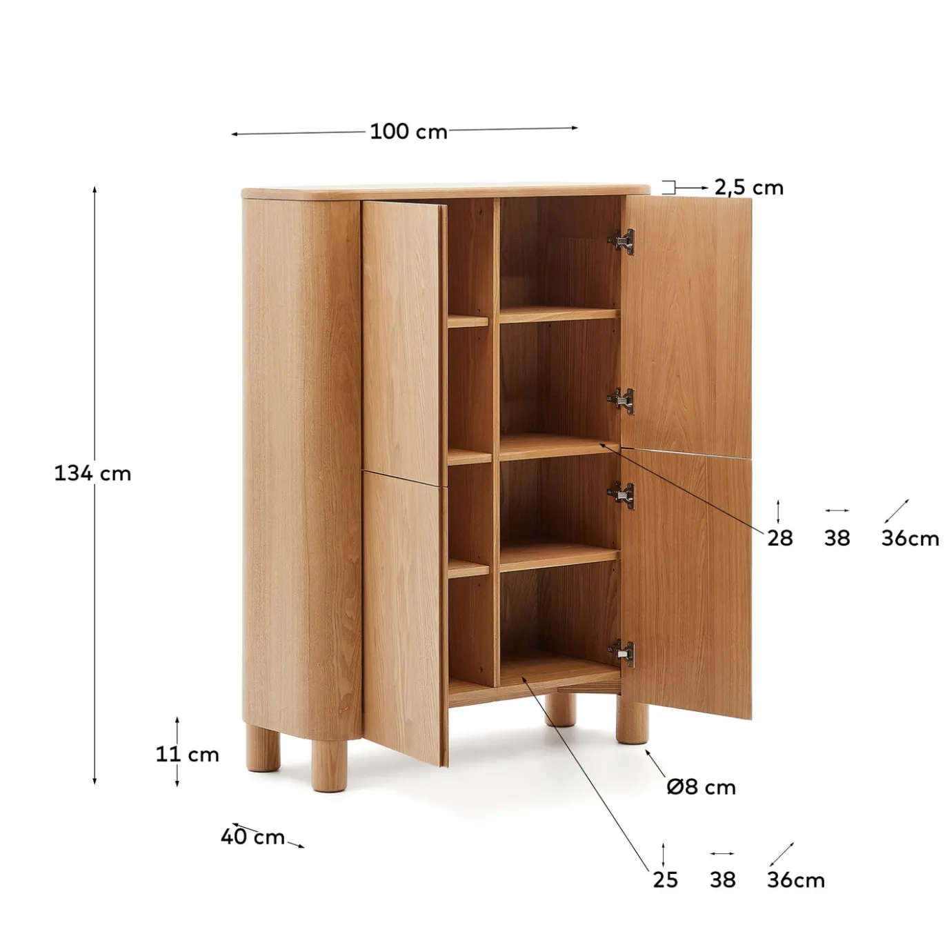 Kave Home Dressoir Hoog Salaya Essenmultiplex 100x134cm
