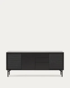 Kave Home Dressoir Lenon Massief Hout en Zwart Eikenfineer 200x86cm