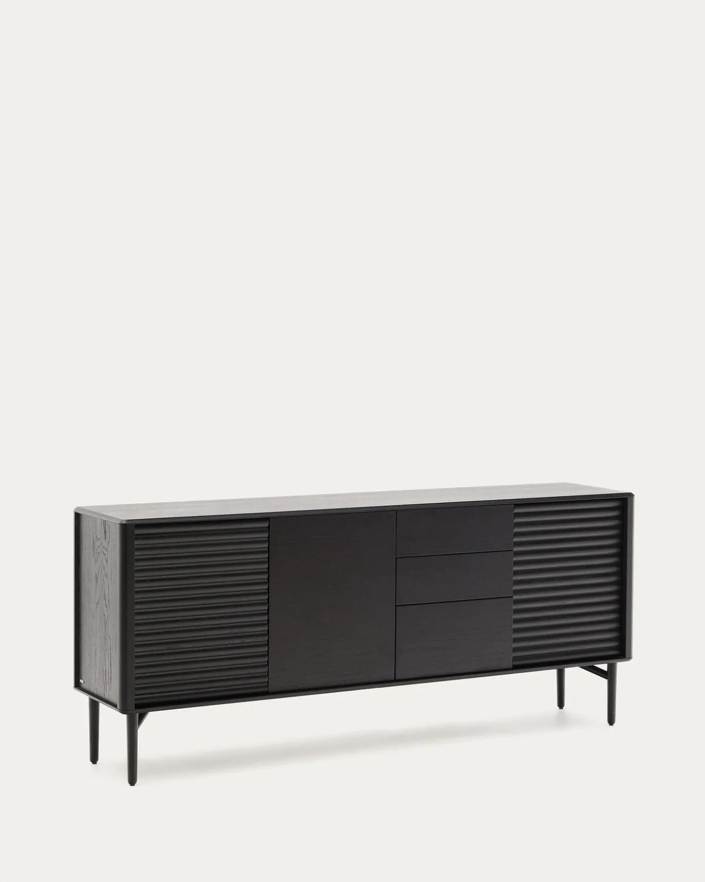Kave Home Dressoir Lenon Massief Hout en Zwart Eikenfineer 200x86cm