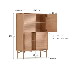 Kave Home Dressoir Lenon Massief Hout Naturel Eikenfineer 105x144cm