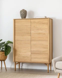Kave Home Dressoir Lenon Massief Hout Naturel Eikenfineer 105x144cm