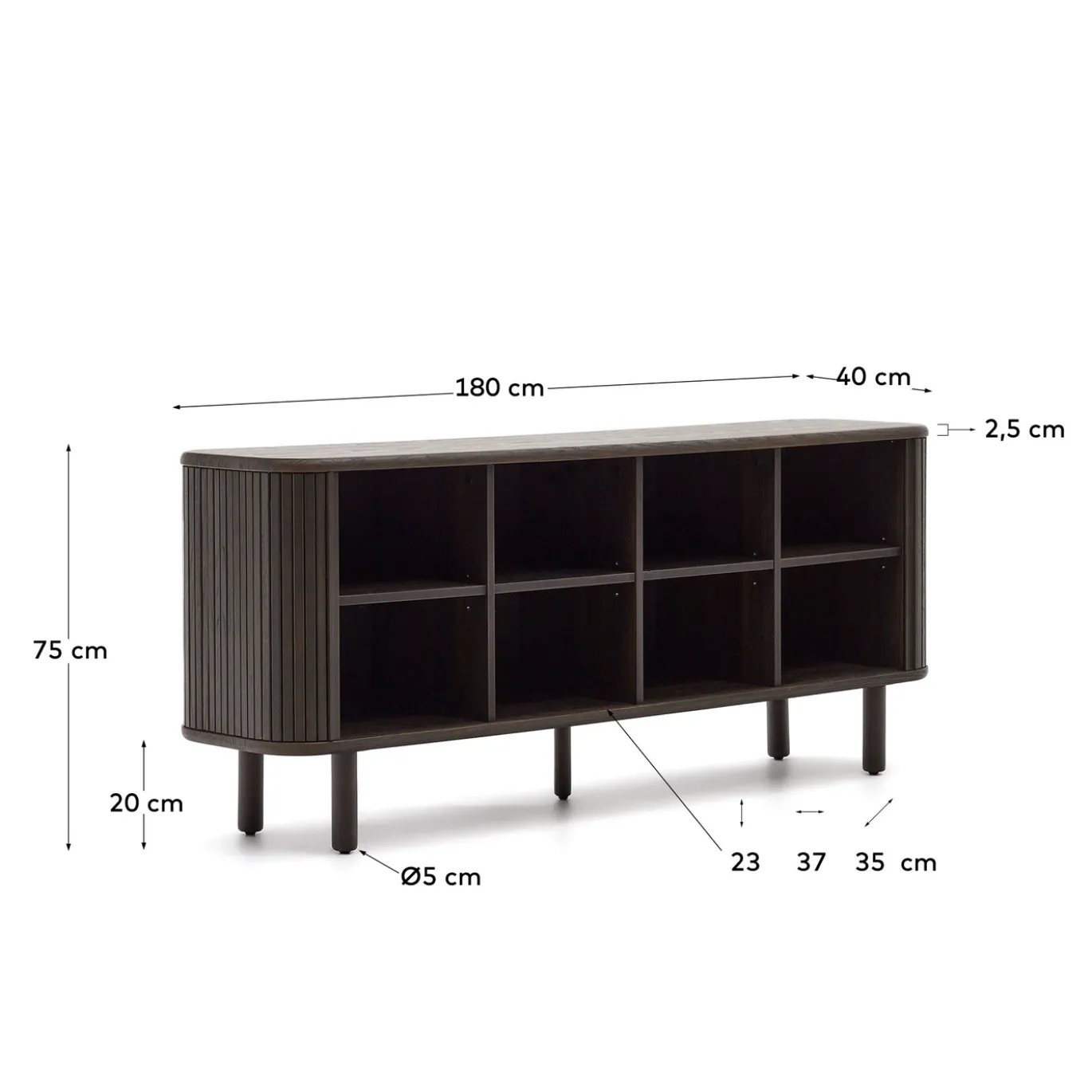 Kave Home Dressoir Mailen 2 Deuren Essenfineer Walnoot 180x75cm