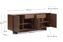 Kave Home Dressoir Norlen 4 Deuren en 2 Laden Walnootfineer 194,5x78cm