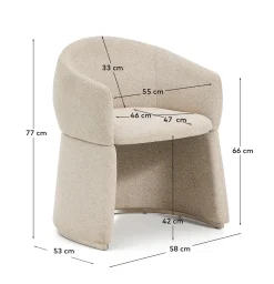 Kave Home Eetkamerstoel Bosca Beige Chenille
