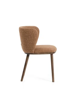 Kave Home Eetkamerstoel Ciselia Chenille Terracotta/Walnoot