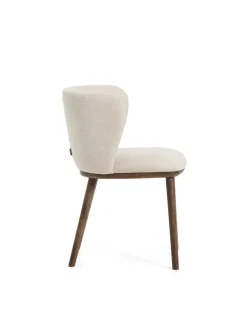 Kave Home Eetkamerstoel Ciselia Chenille Beige/Walnoot