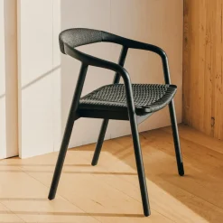 Kave Home Eetkamerstoel Derile Eiken Zwart