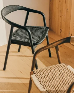 Kave Home Eetkamerstoel Derile Eiken Zwart