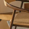 Kave Home Eetkamerstoel Derile Eiken Walnoot/ Beige