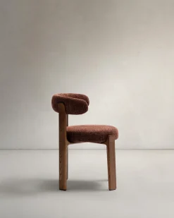 Kave Home Eetkamerstoel Granite Bruin Chenille En Essenhout