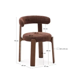 Kave Home Eetkamerstoel Granite Bruin Chenille En Essenhout