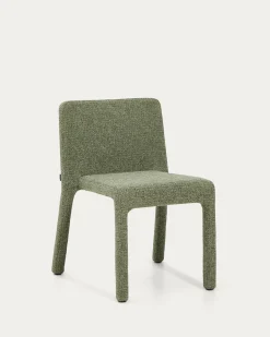 Kave Home Eetkamerstoel Loria Stapelbaar Groen Chenille