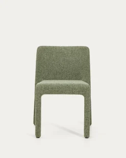 Kave Home Eetkamerstoel Loria Stapelbaar Groen Chenille