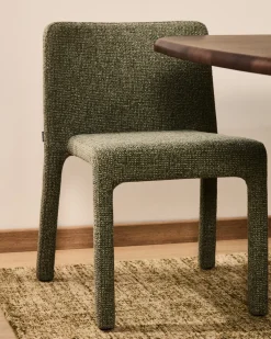 Kave Home Eetkamerstoel Loria Stapelbaar Groen Chenille