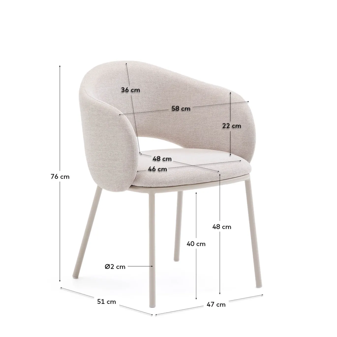 Kave Home Eetkamerstoel Maina Beige