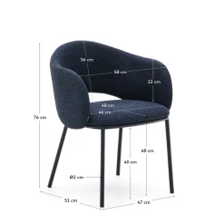 Kave Home Eetkamerstoel Maina Blauw Chenille