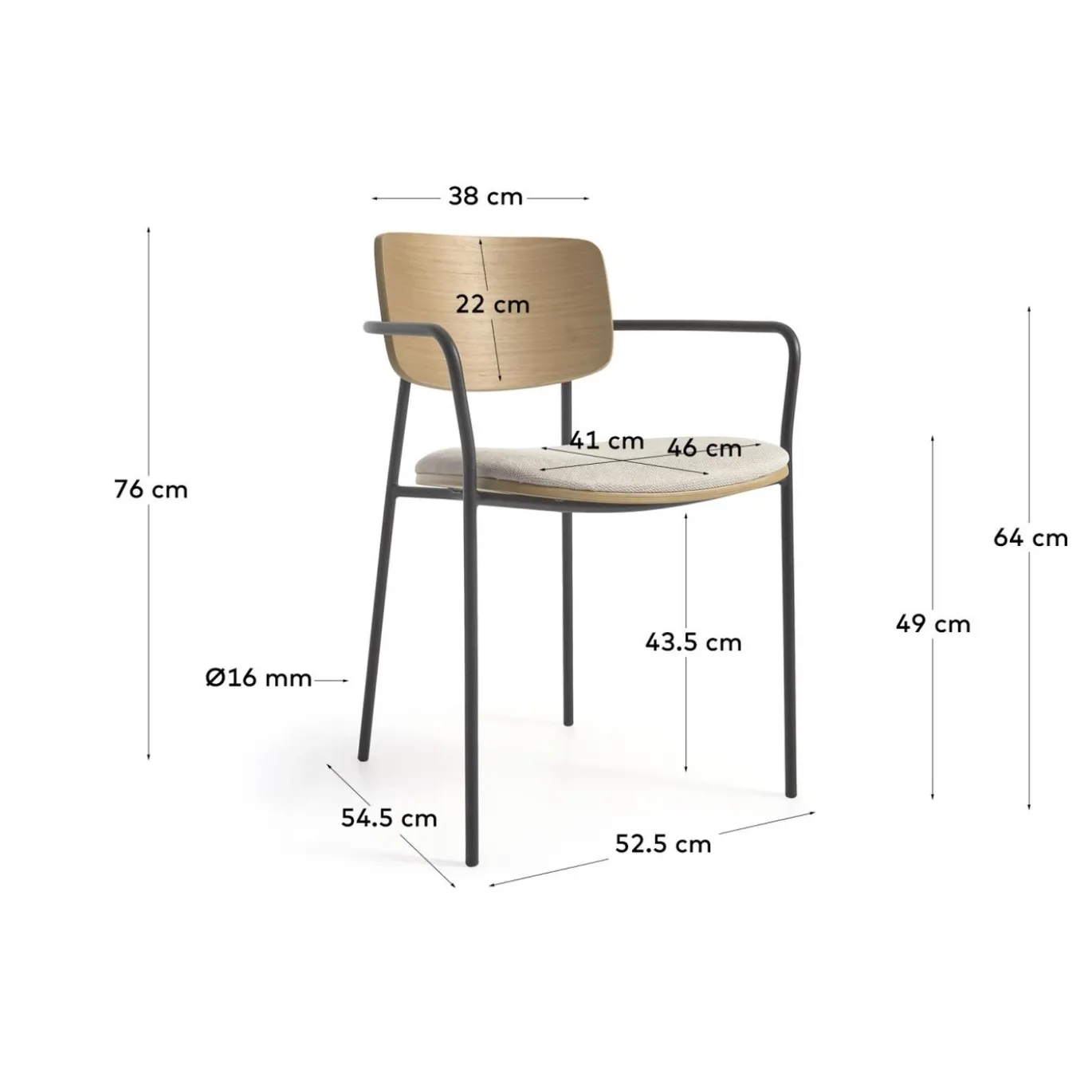 Kave Home Eetkamerstoel Maureen Eikenfineer Naturel