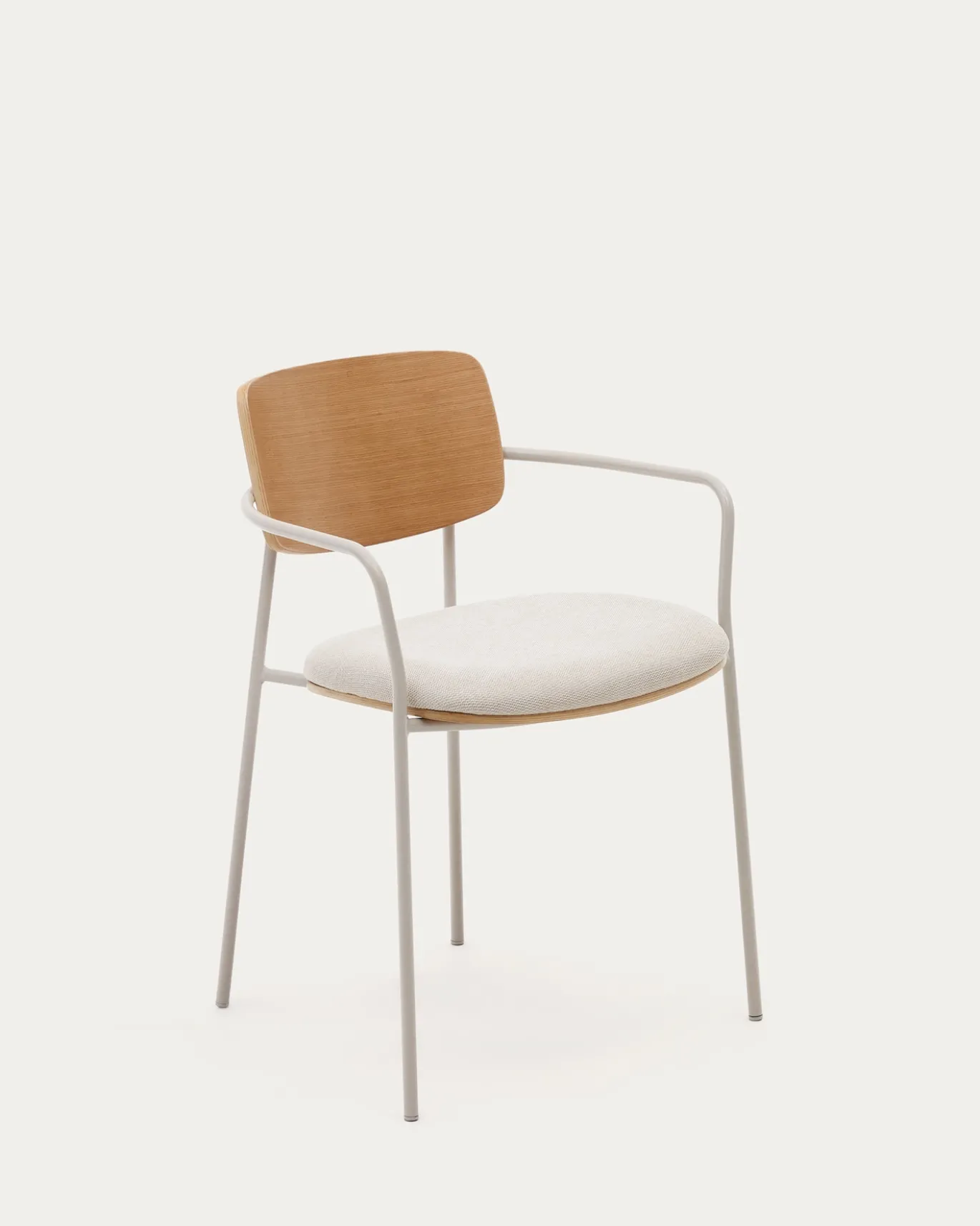 Kave Home Eetkamerstoel Maureen Eikenfineer Naturel en Beige