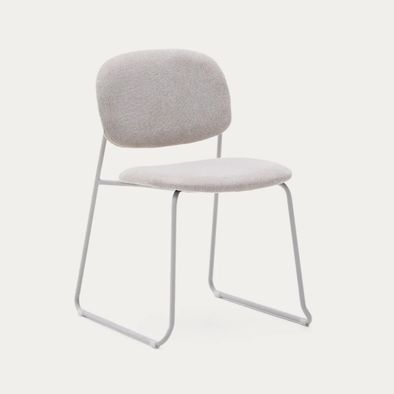 Kave Home Eetkamerstoel Meli Chenille Beige Stapelbaar