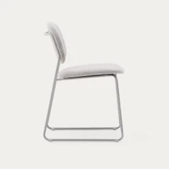 Kave Home Eetkamerstoel Meli Chenille Beige Stapelbaar