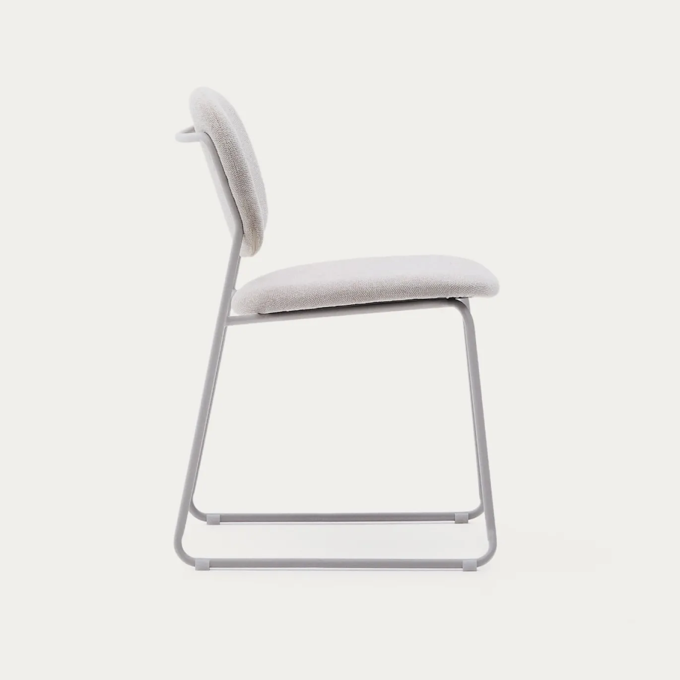 Kave Home Eetkamerstoel Meli Chenille Beige Stapelbaar