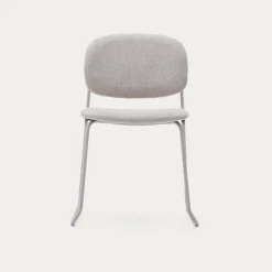 Kave Home Eetkamerstoel Meli Chenille Beige Stapelbaar
