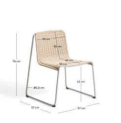 Kave Home Eetkamerstoel Tavari Touw RVS Beige