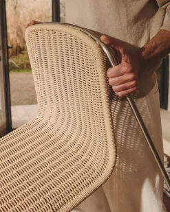 Kave Home Eetkamerstoel Tavari Touw RVS Beige
