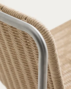 Kave Home Eetkamerstoel Tavari Touw RVS Beige