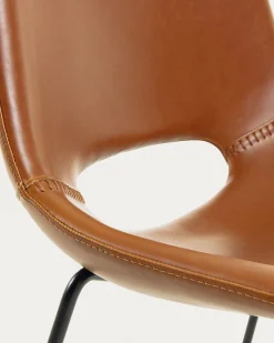 Kave Home Eetkamerstoel Zahara Synthetisch Leer Bruin
