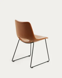 Kave Home Eetkamerstoel Zahara Synthetisch Leer Bruin