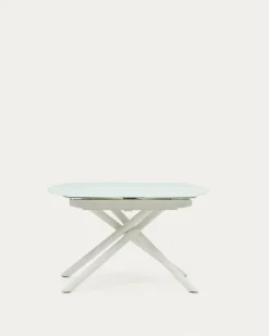 Kave Home Eetkamertafel Vashti Uitschuifbaar Glas Wit 130-190cm