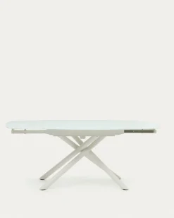 Kave Home Eetkamertafel Vashti Uitschuifbaar Glas Wit 130-190cm