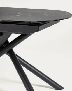 Kave Home Eetkamertafel Vashti Uitschuifbaar Porselein Zwart 130-190cm
