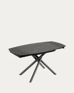 Kave Home Eetkamertafel Vashti Uitschuifbaar Porselein Zwart 130-190cm