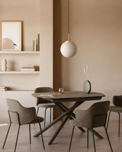 Kave Home Eetkamertafel Vashti Uitschuifbaar Porselein Bruin 130-190cm