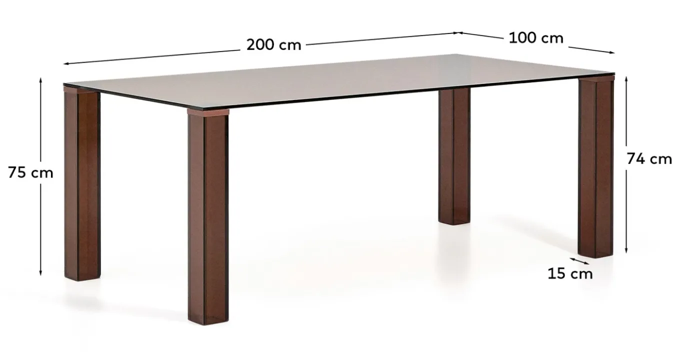 Kave Home Eettafel Adularia Glas Bruin 200cm