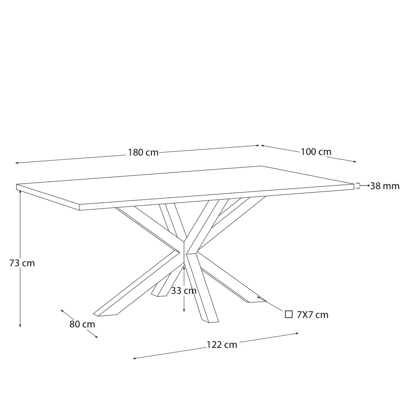 Kave Home Eettafel Argo Naturel Eikenhout Houtlook 180cm