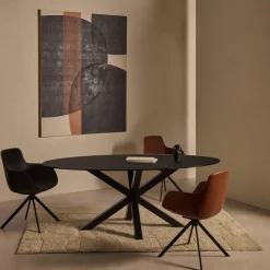 Kave Home Eettafel Argo Ovaal Glas Zwart 200cm