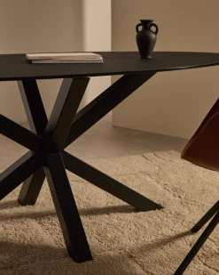 Kave Home Eettafel Argo Ovaal Glas Zwart 200cm