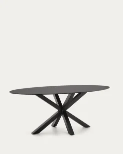 Kave Home Eettafel Argo Ovaal Glas Zwart 200cm