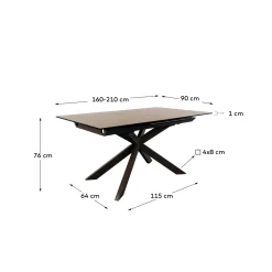 Kave Home Eettafel Atminda Uitschuifbaar Bruin 160-210cm