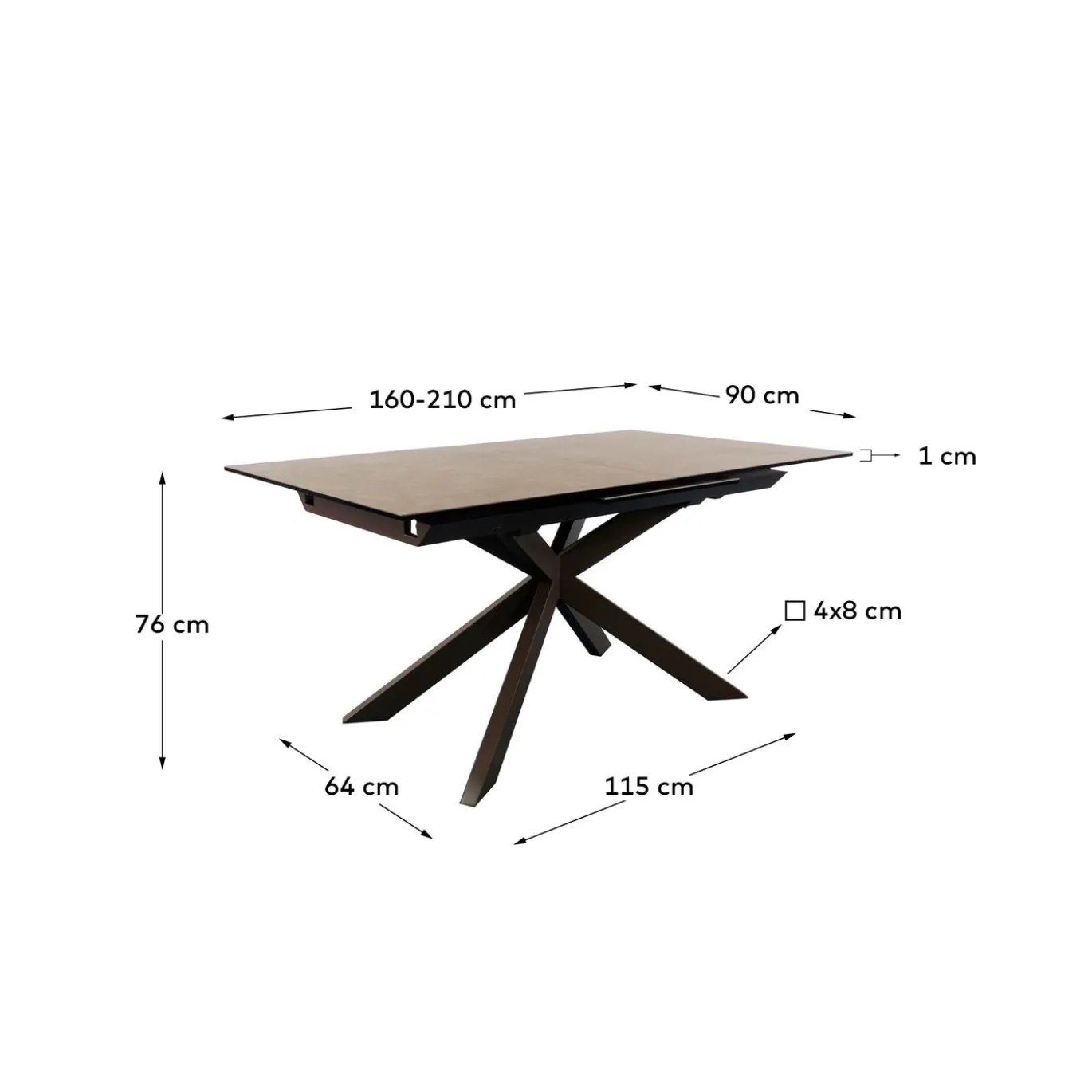 Kave Home Eettafel Atminda Uitschuifbaar Bruin 160-210cm
