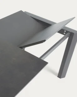 Kave Home Eettafel Axis Uitschuifbaar Antraciet/Donkergrijs 120-180cm