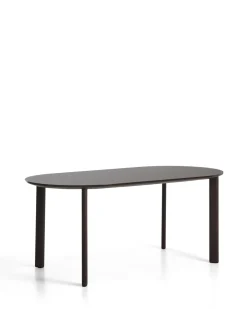 Kave Home Eettafel Erice Ovaal Aluminium Gehard Glas Bruin 180cm