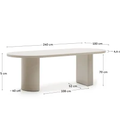 Kave Home Eettafel Nealy Ecru 240cm